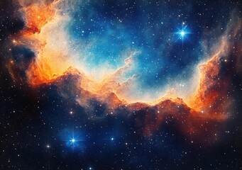 Wall Mural - vibrant cosmic landscape with nebulae stars and galaxy