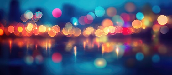 Aufkleber - Colorful abstract bokeh background with blurred golden lights and reflections creating a festive atmosphere for celebrations and events