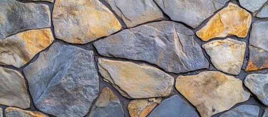 Aufkleber - Natural slate stone wall texture with varying shades of gray and brown, ideal for background use and Copy Space design elements.