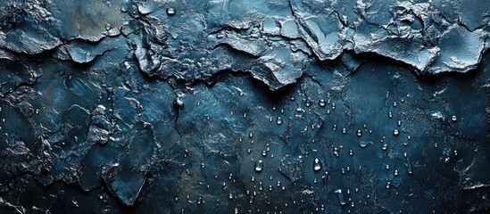 Aufkleber - Graphite Colored Abstract Background of Wet Glass Texture with Water Drops and Frosty Elements