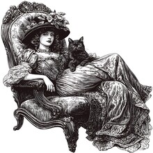 ビクトリア朝の猫好き女性 無料画像 - Public Domain Pictures