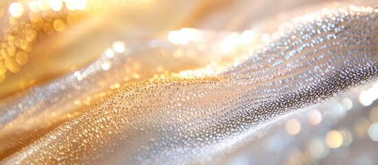 Aufkleber - Metallic shimmering fabric with soft bokeh lights creating an elegant abstract background for various design applications