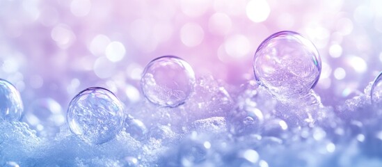 Aufkleber - Airy delicate bubbles floating in ice with vibrant purple tones creating a dreamy abstract background suitable for various designs