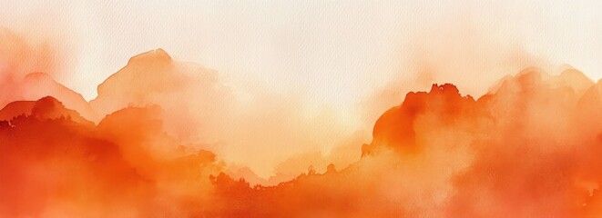 Poster - Orange Watercolor Abstract Background Texture with Fluid Shapes and Warm Light