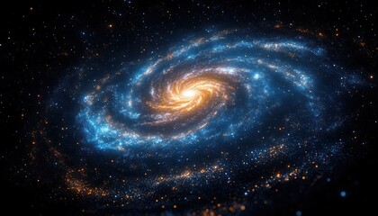 Wall Mural - Spiral Galaxy Illuminated by Stars and Nebulae in a Cosmic Landscape
