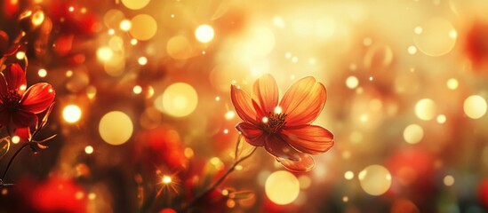 Aufkleber - abstract vibrant background featuring out-of-focus red flowers illuminated by soft light, creating a