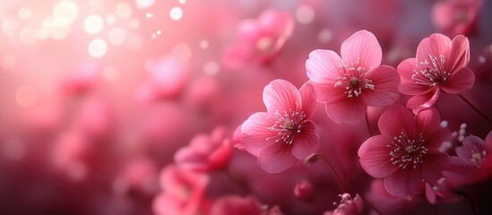 Aufkleber - soft pink floral background with an abstract blur effect creating a dreamy and tranquil atmosphere f