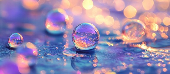Aufkleber - Vibrant abstract pattern of colorful oil bubbles reflecting light on smooth water surface