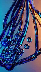 Poster - a fluid, abstract landscape with flowing waves in deep blue and warm orange.