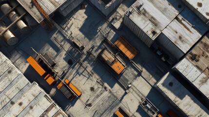 Aufkleber - A top-down view of a manufacturing facility with interconnected sensor nodes, demonstrating the fast, expansive coverage and speed of 5G technology.