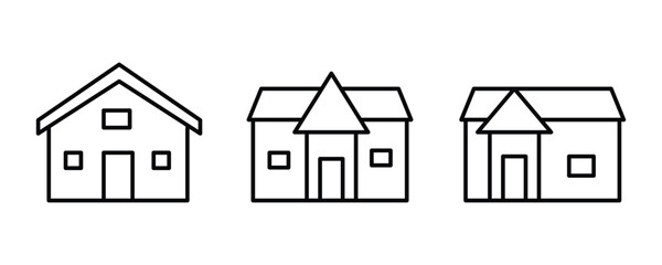 Fototapete - Home Icon Set. Set of outline home icons. Web home flat icon for apps and websites isolated on a white background.