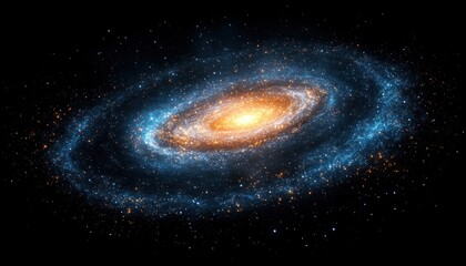 Wall Mural - Stunning Spiral Galaxy in Vibrant Blue and Gold with Stars and Cosmic Light
