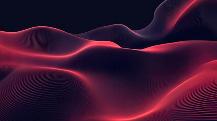 Poster - Dynamic flowing red waves on dark background capturing elegance and motion