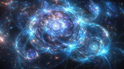 Poster - Abstract digital artwork with fluid blue and purple light swirls, ideal for creative and tech-inspired visuals.