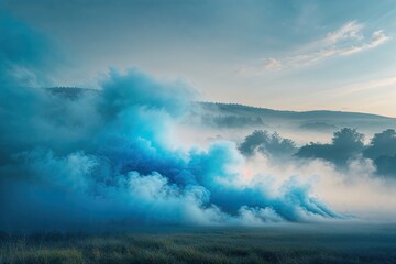Wall Mural - ethereal blue mist with haze and stunning visual effect on light background