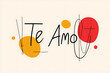 © alexandre - A playful and artistic hand-drawn typography design of the phrase 'Te Amo' with colorful brush strokes and abstract decorative elements on a white background.