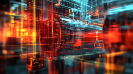 Leinwandbilder - Dynamic progress graphics simulation of chaos in digital architecture abstract art environment close-up viewpoint