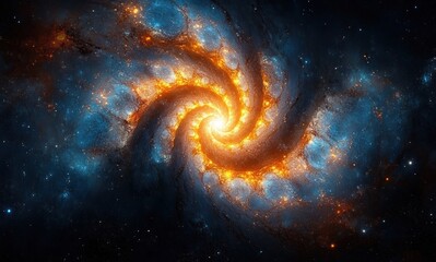 Wall Mural - Vibrant Spiral Galaxy Illuminated by Radiant Core in Surrealist Style