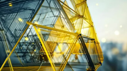 Poster - Dynamic geometric structures with glowing elements in motion