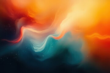 Poster - Vibrant Abstract Gradient Background in Teal and Orange, Fluid Movement with Soft Light for Banner and Web Design