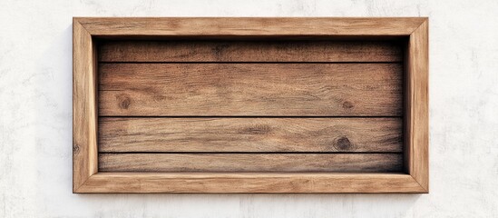 Leinwandbilder - Brown wooden wall with isolated rectangular window showcasing a rustic design on a white background for creative projects.