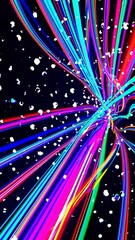 Poster - An abstract explosion of radiant light trails converging at a central point.