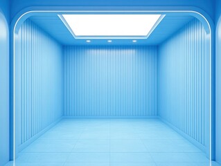 Aufkleber - Bright Blue Minimalist Interior Room Design 3D Rendering