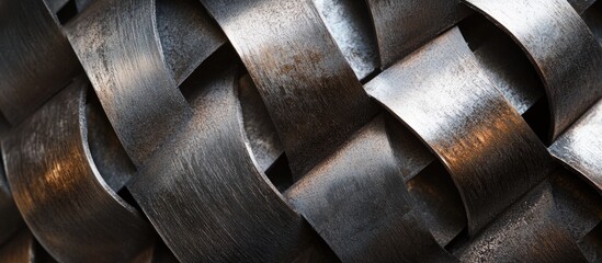 Leinwandbilder - Woven brushed steel texture with welded lines creating a sophisticated industrial design background for creative projects.