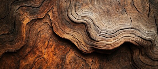 Poster - Natural brown wood texture with intricate grain patterns ideal for backgrounds and design projects showcasing organic materials.