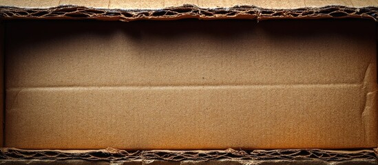 Fototapete - Brown cardboard box texture with worn edges ideal for packaging design or background in creative projects