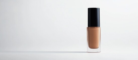 Poster - Makeup liquid foundation bottle displayed on a white background showcasing its sleek design and product clarity for beauty advertising.