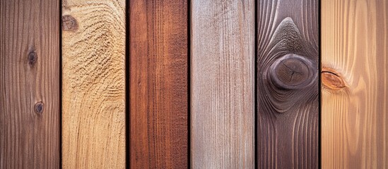 Aufkleber - Brown wood plank wall texture showcasing various wood grains and finishes for a rustic and natural backdrop in design projects