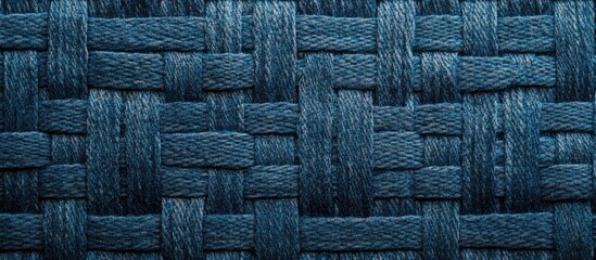 Wall Mural - Deep blue woven fabric texture close-up abstract background for design and textile applications.