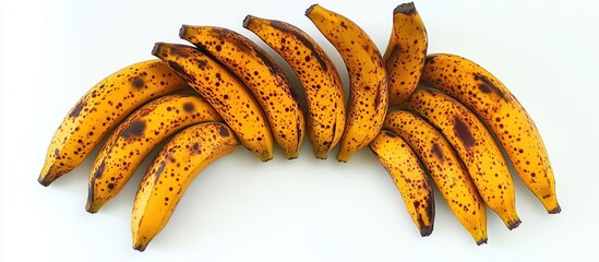 Poster - Ripe yellow bananas arranged on a white background showcasing their texture and color freshness. Ideal for food-related projects and advertisements.