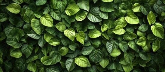 Poster - Lush green leaves creating a vibrant natural background for use in designs and projects focused on nature and tranquility