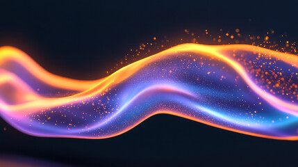 Poster - A surreal digital scene of fluid, cosmic waves in rich blue and radiant orange, interspersed with