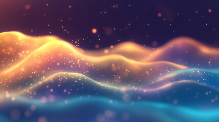Poster - A surreal digital scene of fluid, cosmic waves in rich blue and radiant orange, interspersed with