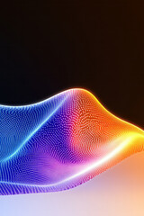 Poster - A dynamic abstract design featuring waves of deep blue fading into radiant orange, with delicate,