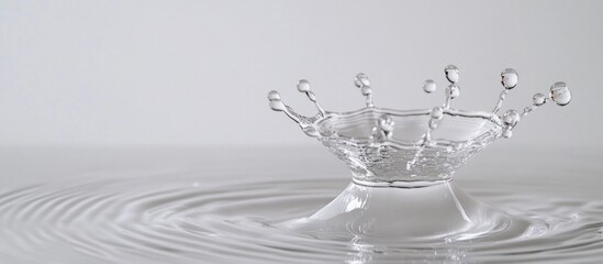 Poster - Close-up of a crystal clear water splash creating ripples against a white background showcasing nature's beauty and fluid dynamics