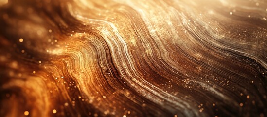 Aufkleber - Abstract shimmering brown wood texture with wavy patterns and warm golden highlights, ideal for backgrounds and artistic designs.