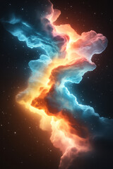 Poster - An immersive depiction of liquid-like blue and orange streams converging, sprinkled with tiny