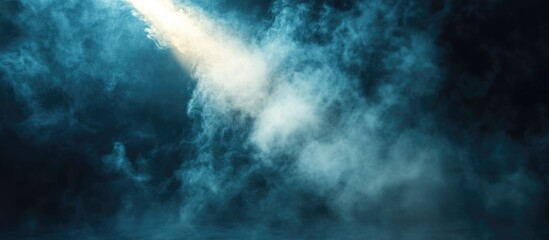 Poster - Cinematic Spotlight Beam Illuminating Smoke with Dramatic Atmosphere and Blank Space for Text or Overlay Design
