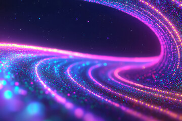 Poster - A vibrant composition featuring dynamic flowing light trails in bold hues, enhanced by glowing