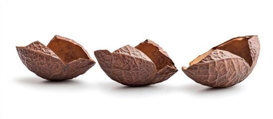 Aufkleber - Brazil nuts in cracked shells isolated on white background showcasing texture and detail for culinary and natural food themes