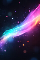 Poster - A cinematic scene of colorful streaks racing across a dark background, with radiant particles