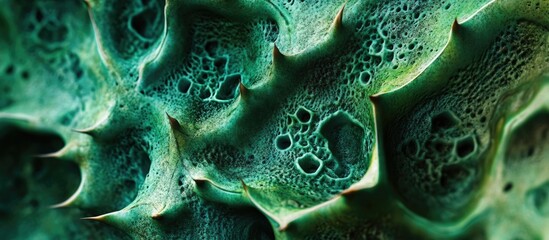 Poster - Detailed close-up of cactus texture highlighting intricate patterns and spines in vibrant green shades for organic design elements.