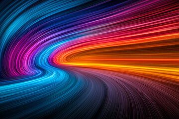 Poster - A vibrant composition featuring dynamic flowing light trails in bold hues, enhanced by glowing