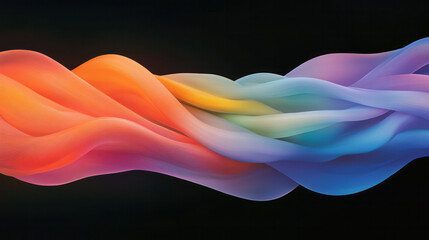 Poster - A sweeping motion of multicolored light streams weaving through a dark space, gently interspersed