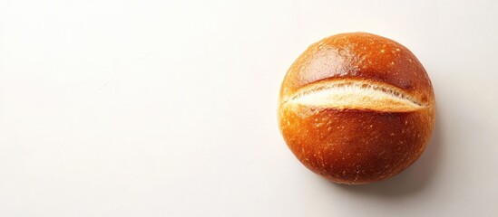 Poster - Freshly baked bread roll on white backdrop ideal for culinary promotions or recipe text placement