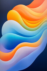 Poster - A radiant composition of cascading light waves in intense blues and oranges, dotted with subtle